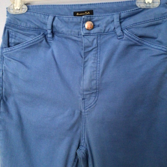 Massimo Dutti High Rise Blue Skinny Crop Flare Kick Pants Sz 4 - Picture 2 of 7